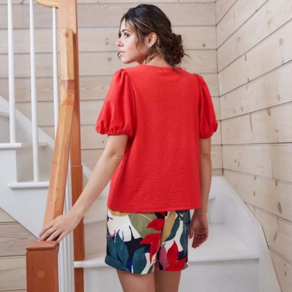NWT A New Day Red Puff Sleeve Short Sleeve Top - Picture 2 of 11